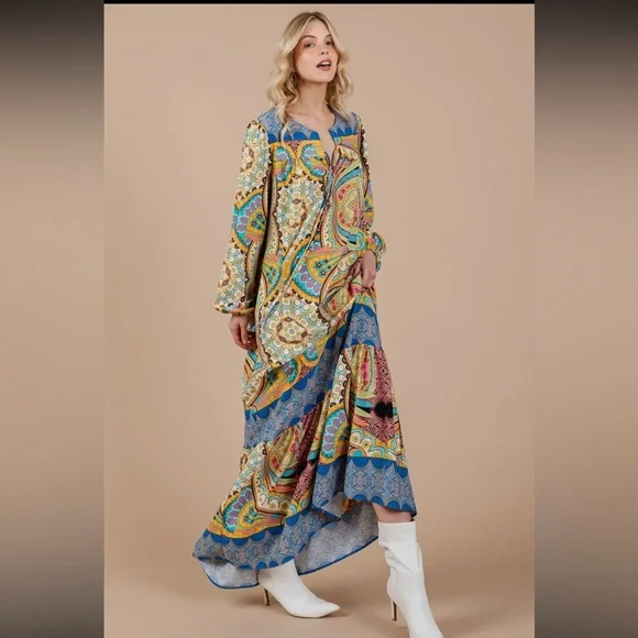 Bohemian Paisley Maxi Dress - Picture 2 of 6